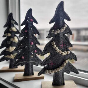 Handmade Felt Christmas Trees – Set of 3 | Scandinavian Winter Décor | Minimalis